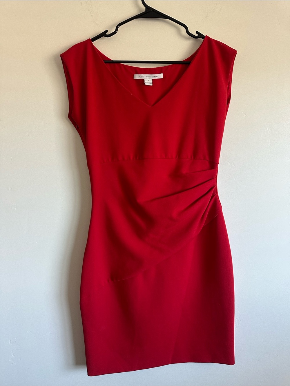 Diane Von Furstenberg [DVF] Poppy Red Bevin Dress Size 6 - Picture 2 of 4